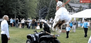 See the Bride Getting Launched From a Slingshot
